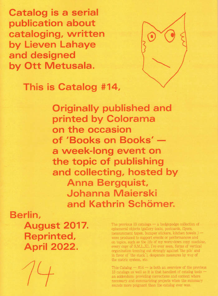 Cover of Catalog Issue 14 — 'Books on Books'