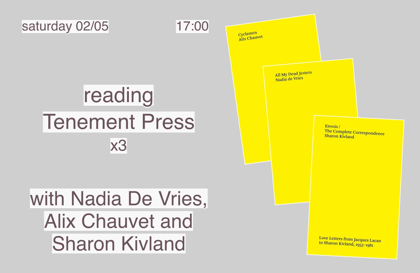 Cover of [Reading] Nadia De Vries, Sharon Kivland and Alix Chauvet