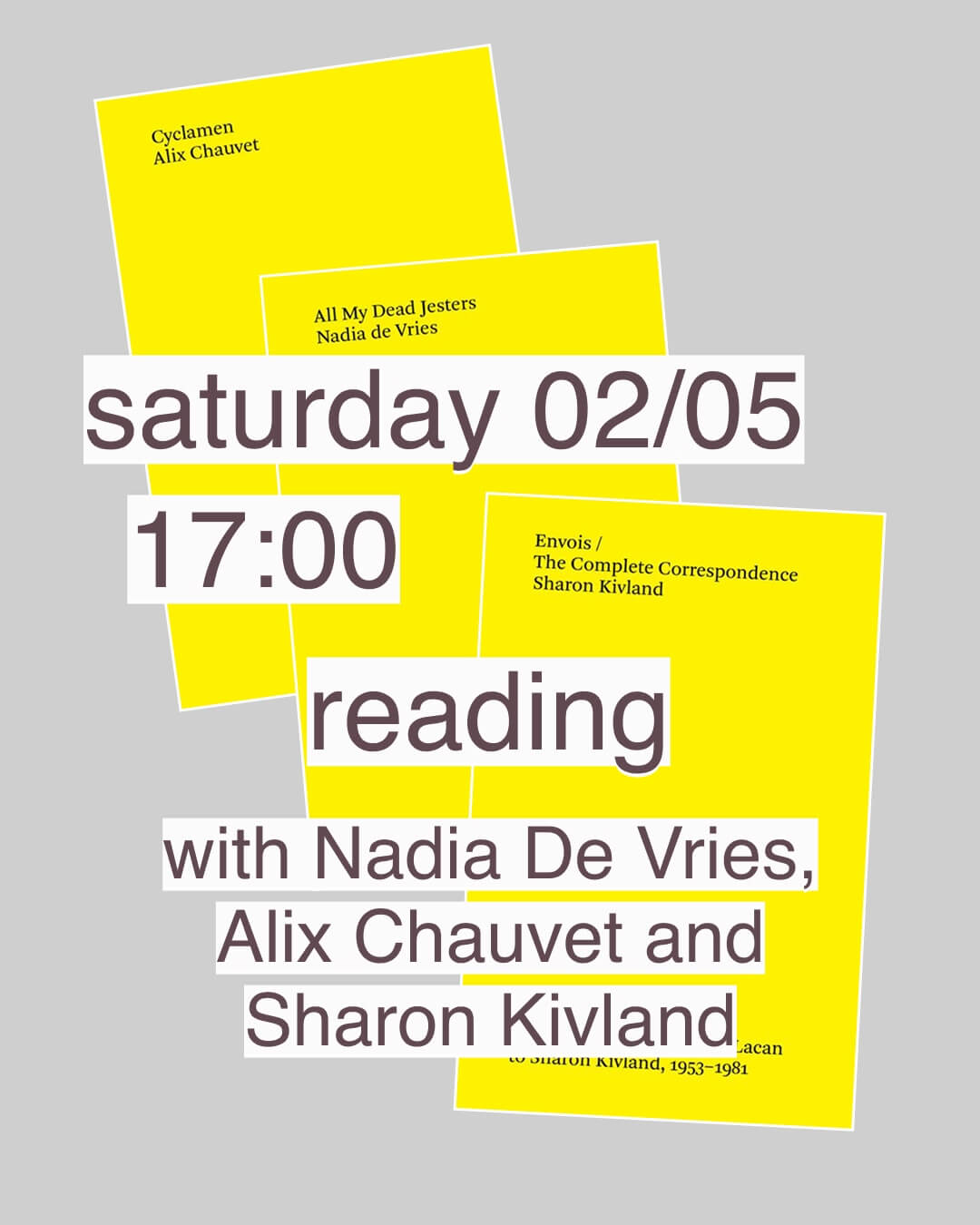 Cover of [Reading] Nadia De Vries, Sharon Kivland and Alix Chauvet