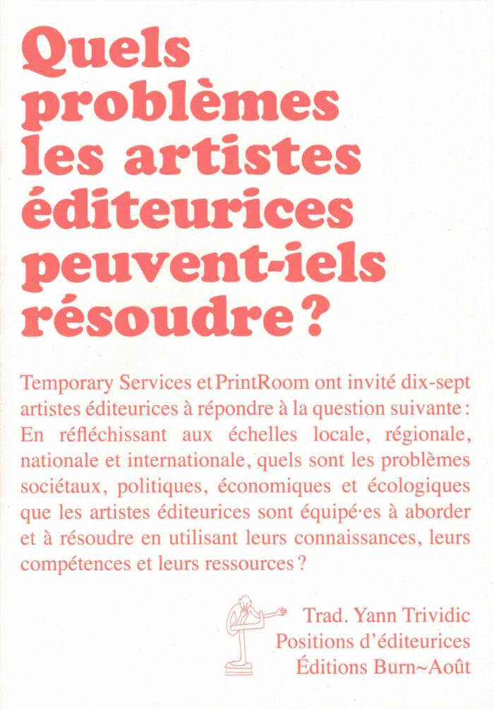 Quels problèmes les artistes éditeurices peuvent-iels résoudre ?