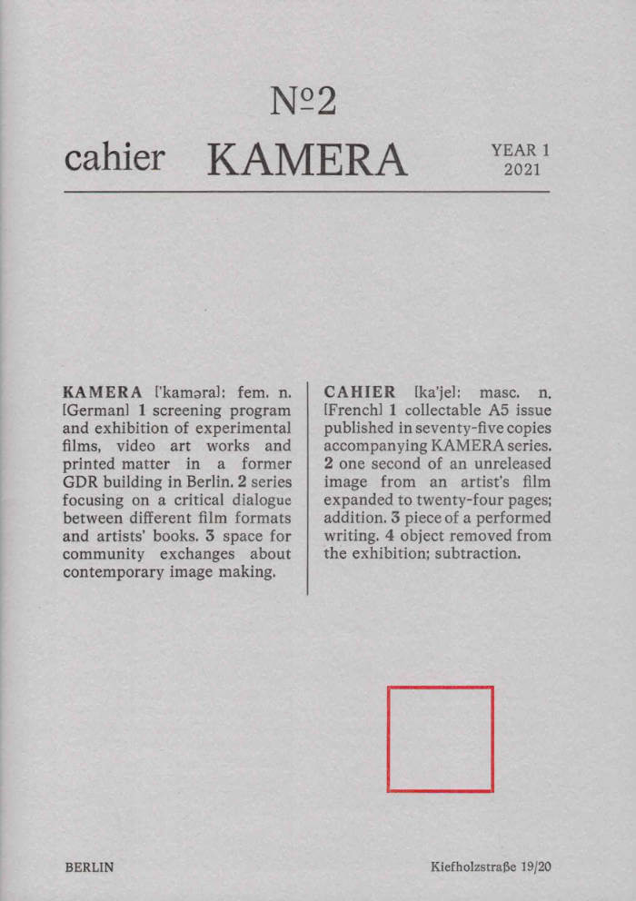 KAMERA CAHIER N° 2