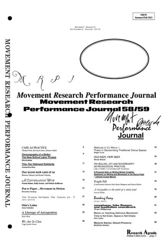 Movement Research Performance Journal Issue 58/59