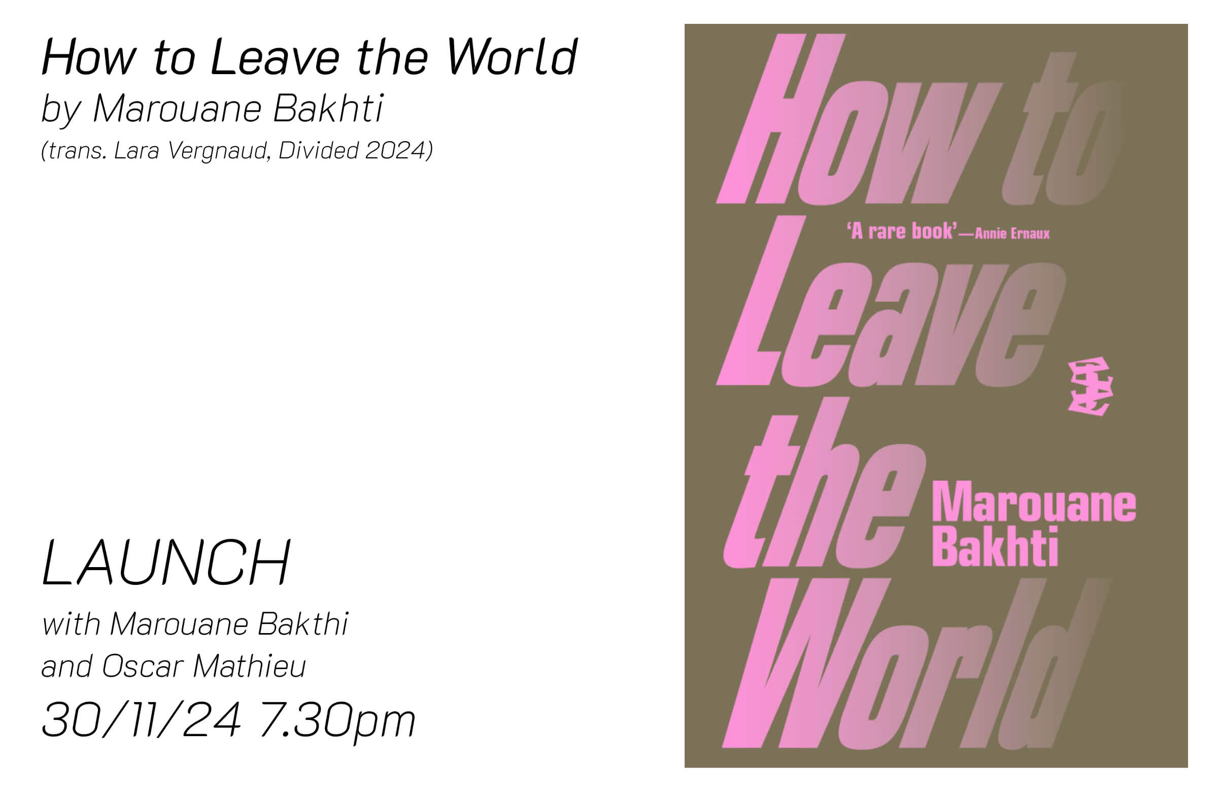 [Launch] How to Leave the World, by Marouane Bakhti