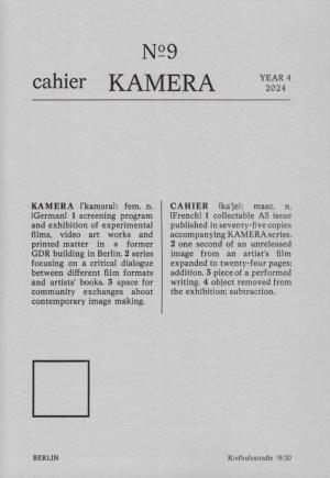 KAMERA CAHIER N° 9 - cover image